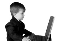 toddler on computer